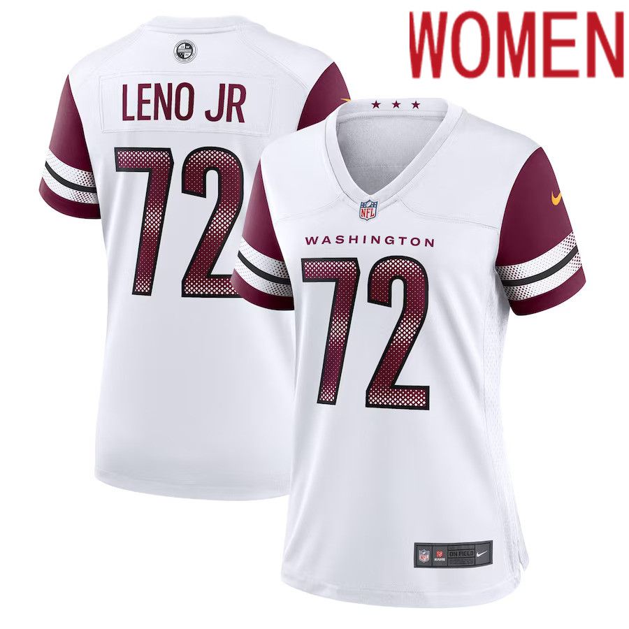 Women Washington Commanders #72 Charles Leno Jr. Nike White Away Game Player NFL Jersey->women nfl jersey->Women Jersey